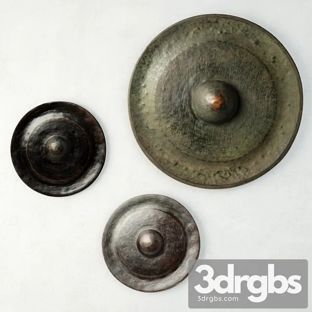 19th Century Laos Bronze Gongs 3D Model Free
