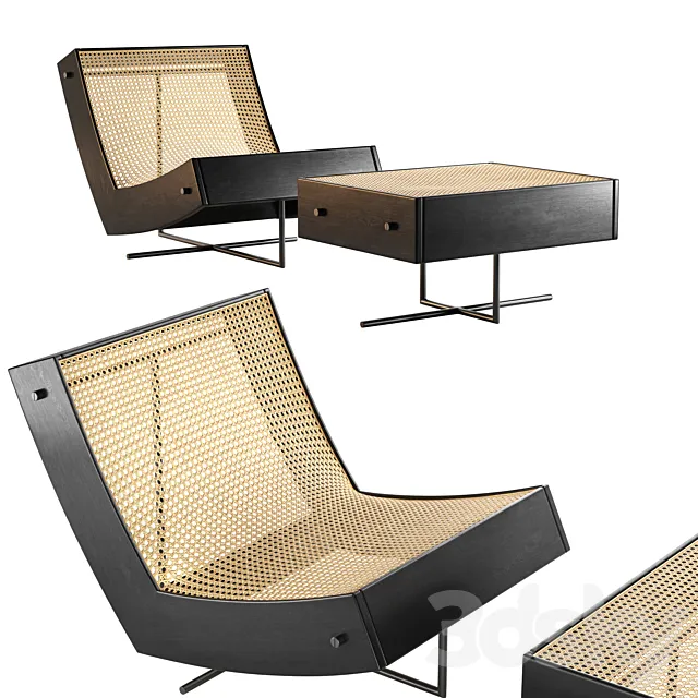 1stDibs Contemporary Benjamin Chair with Ottoman 3DModel