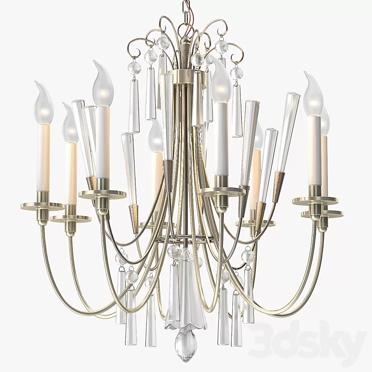 1stdibs Elegant Chandelier with Crystals by Lightolier 3D Model