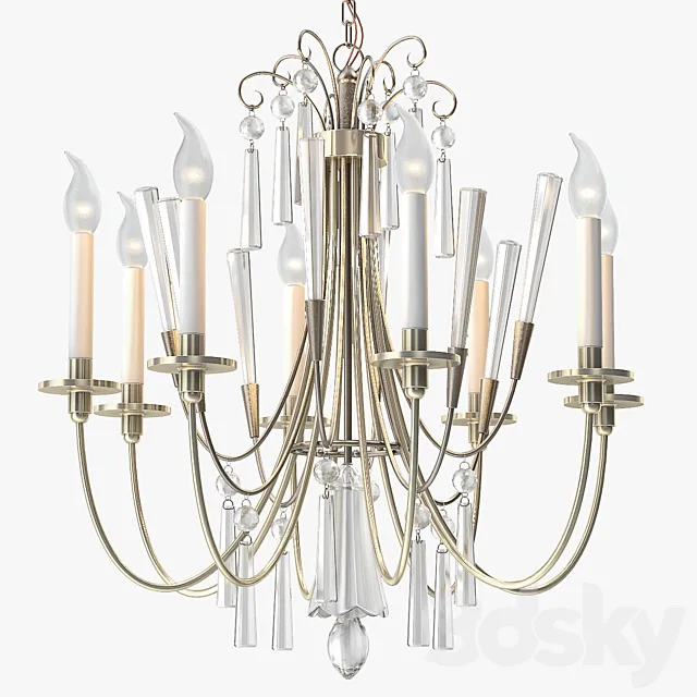 1stdibs Elegant Chandelier with Crystals by Lightolier 3DModel