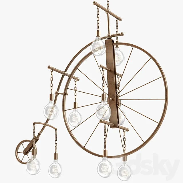 1stdibs Large Brass Bicycle Chandelier 3D Model