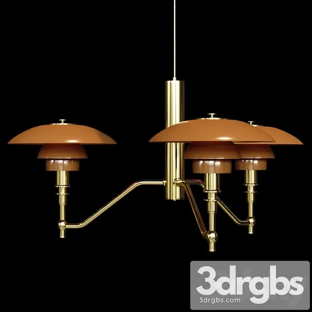 2 academy ceiling lamp gold amber glass 3D Model Free