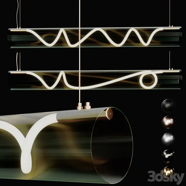 2 Luke Lamp Pendant light (Vessel Suspension_5ft) 2lights 5mat 3D Model