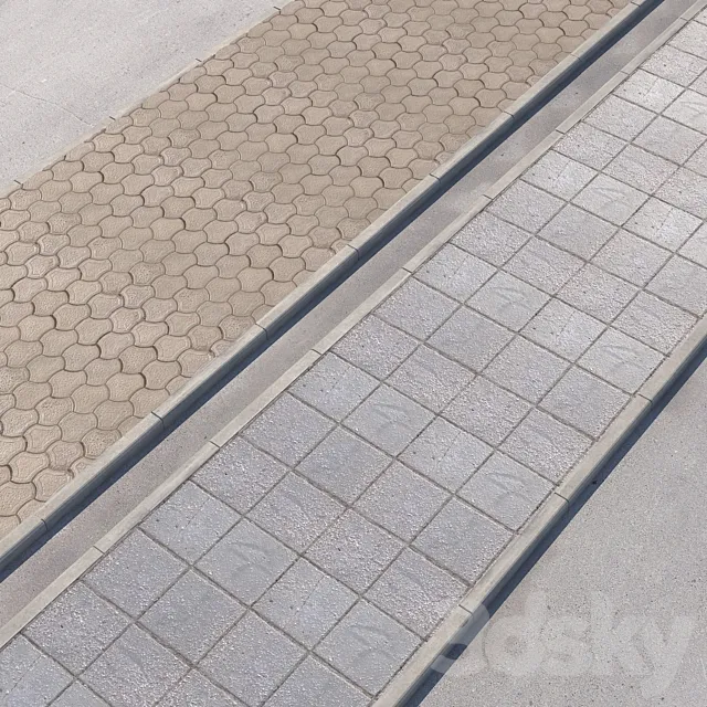 2 sidewalk options with road set_10 Free Download