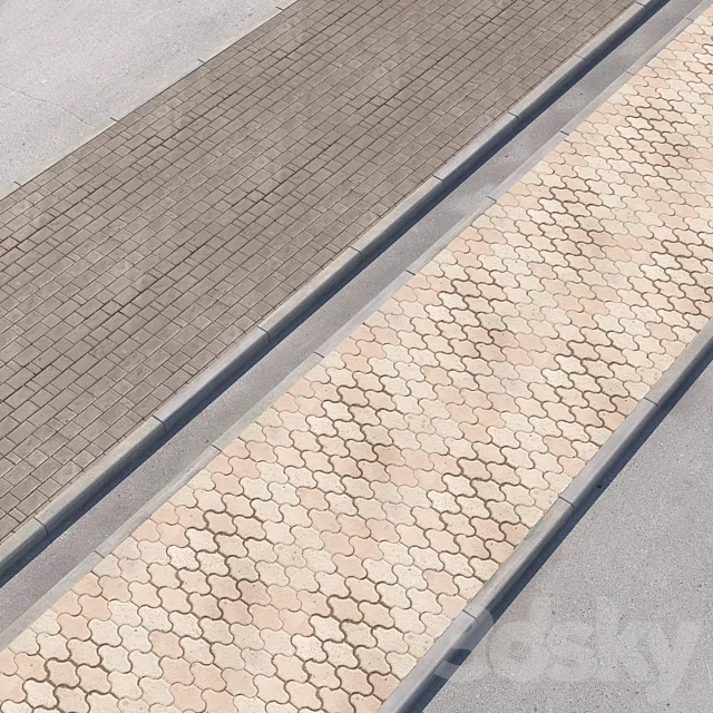 2 sidewalk options with road set_12 Free Download