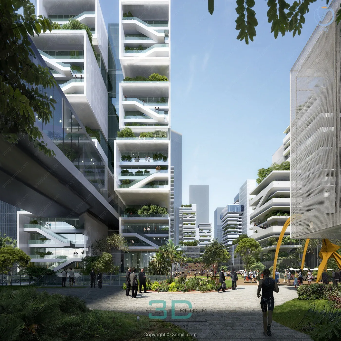 22.Modern office headquarters building exterior 3d model - 11055