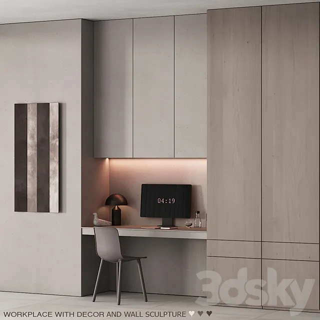 220 office furniture 06 workplace 02 minimal gray stucco Free Download