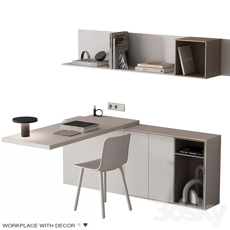 221 office furniture 07 workplace 03 minimal warm white 00 3D Model Free