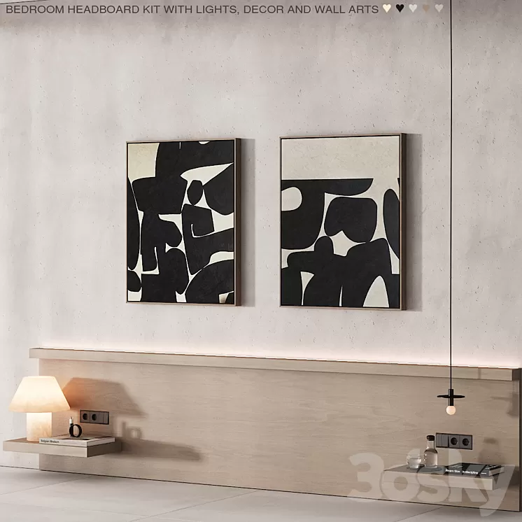 225 wall composition 08 bedroom headboard kit 03 3D Model Free