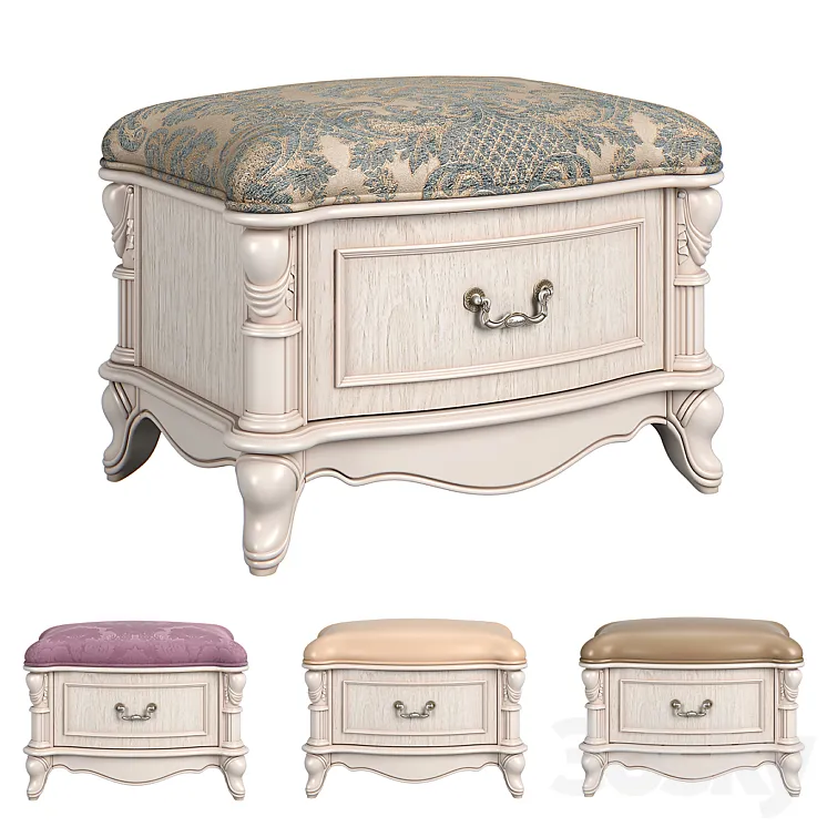 230 Carpenter Casual chair foot stool with one drawer 680x480x469 3D Model Free