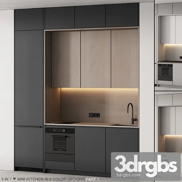 235 Modern Kitchen 13 Mini Kitchen 02 Part 1 3D Model Free
