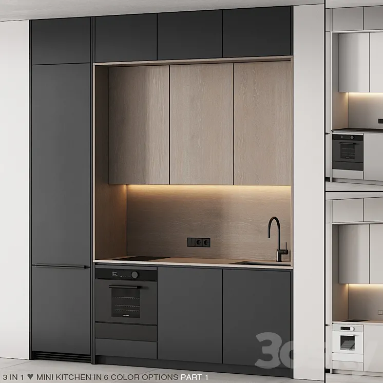 235 modern kitchen 13 mini kitchen 02 PART 1 3D Model Free