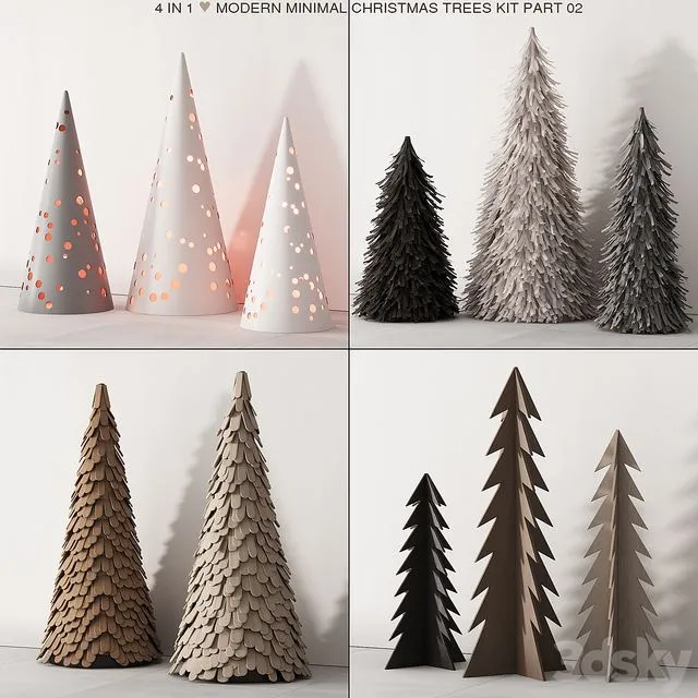 238 happy new year 02 modern christmas trees 02 3D Model