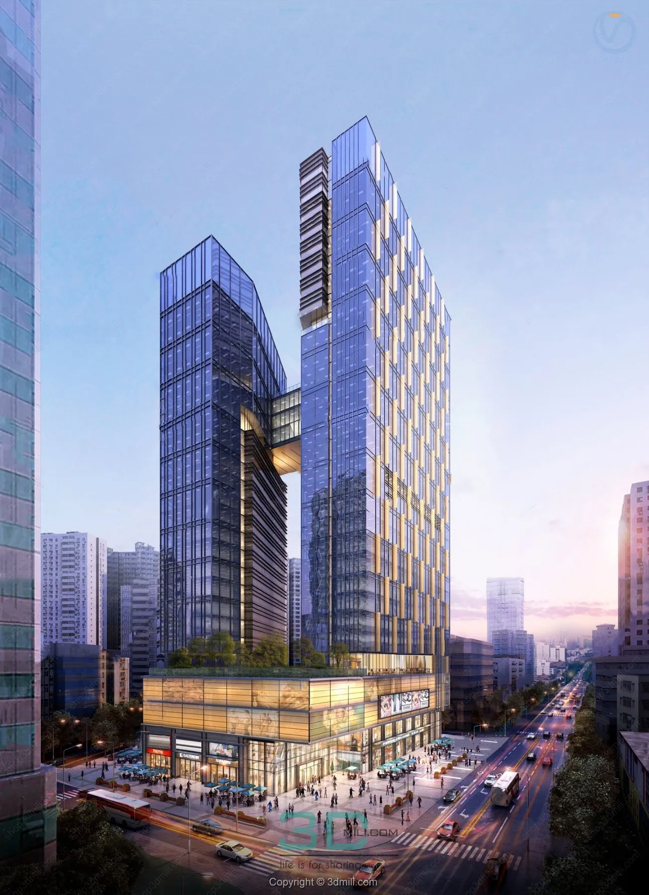 24.Modern commercial office building exterior 3d model - 11057