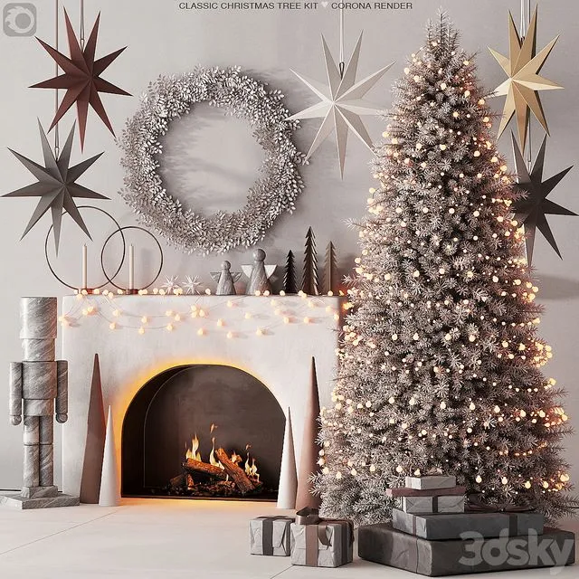 240 happy new year 04 christmas tree mono 01 light 3D Model