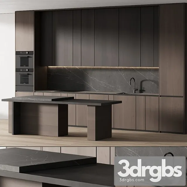 241 Modern Kitchen 14 Minimal Modern Kitchen With Island 05 3D Model Free