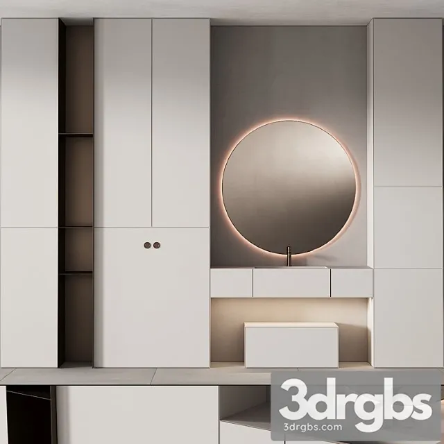 249 Bathroom Furniture 07 Minimal Modern Round Mirror 3D Model Free