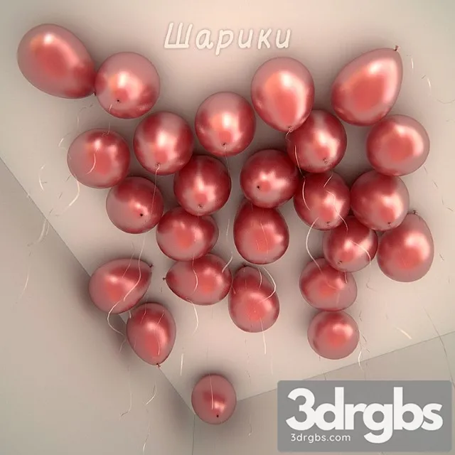 25 Balloons 3D Model Free