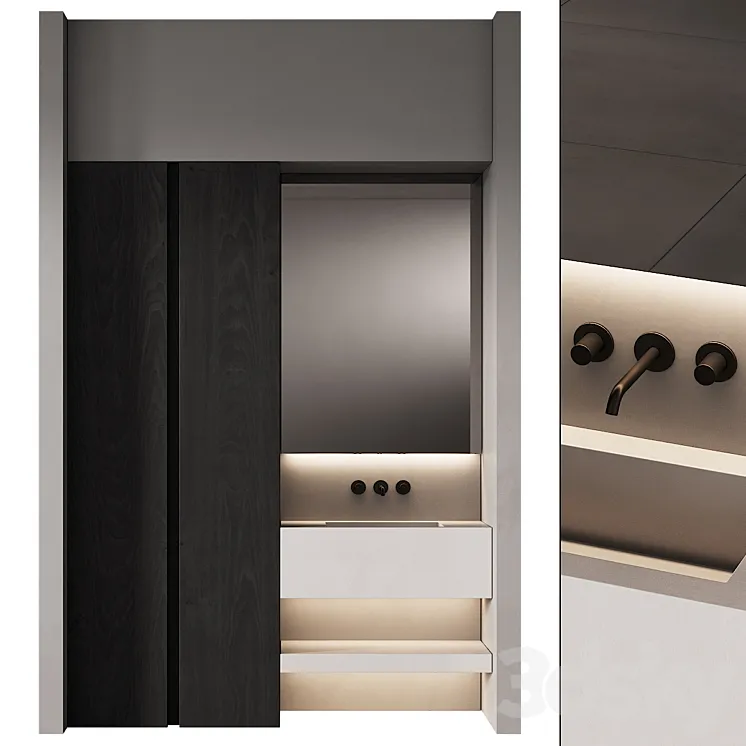 250 bathroom furniture 08 minimal modern LED mirror 3D Model Free