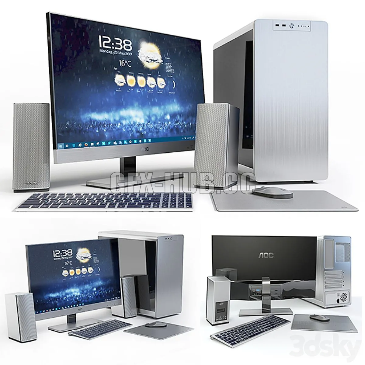 27 AOC i2757Fm housing JONSBO RM4 S column Bose and peripherals 3D Model