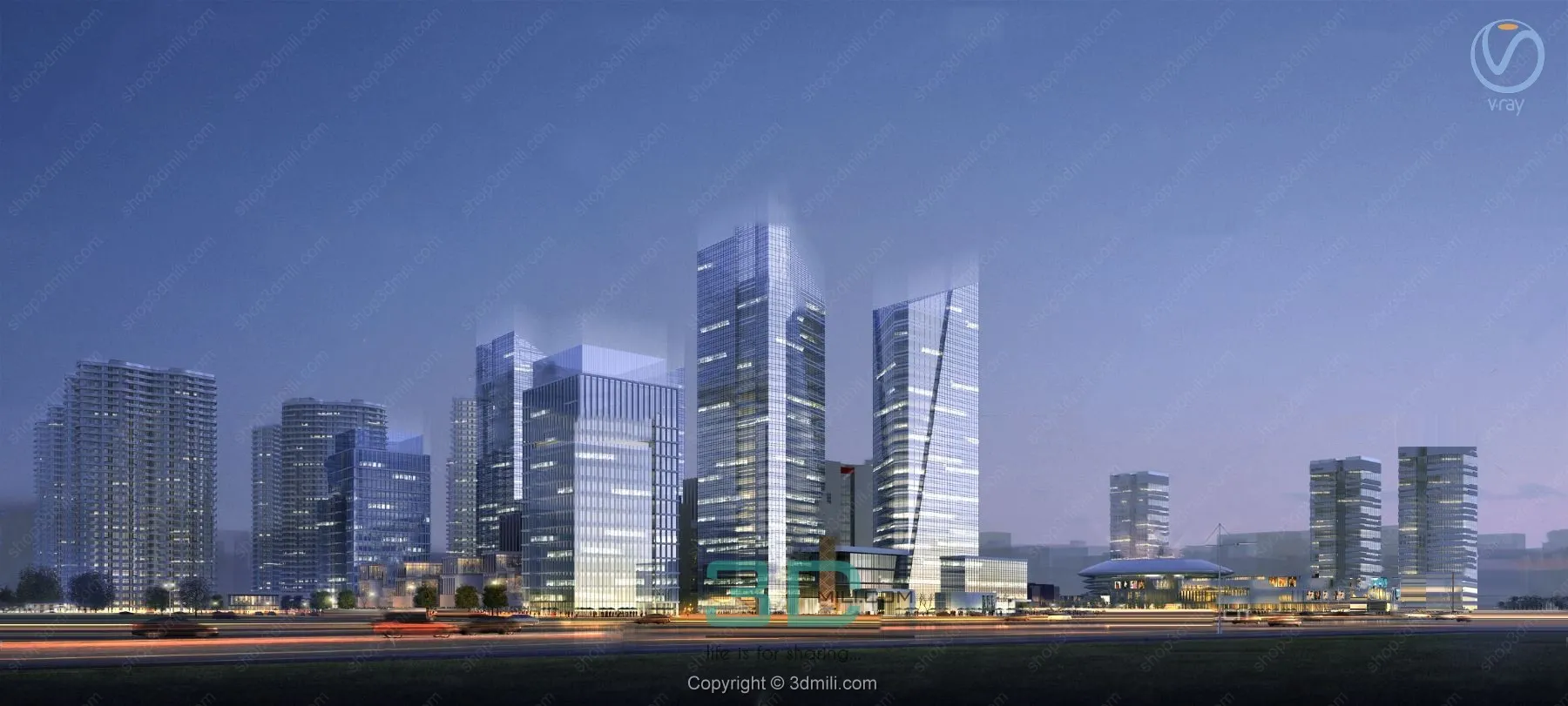 28.Modern commercial office building exterior 3d model - 11061