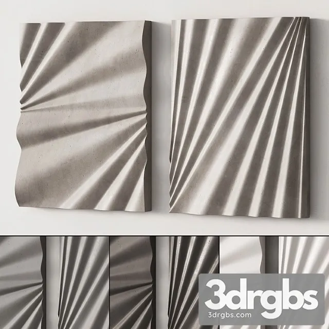 282 Decorative Wall Art 14 Waves Gypsum Wall Sculpture 01 3D Model Free