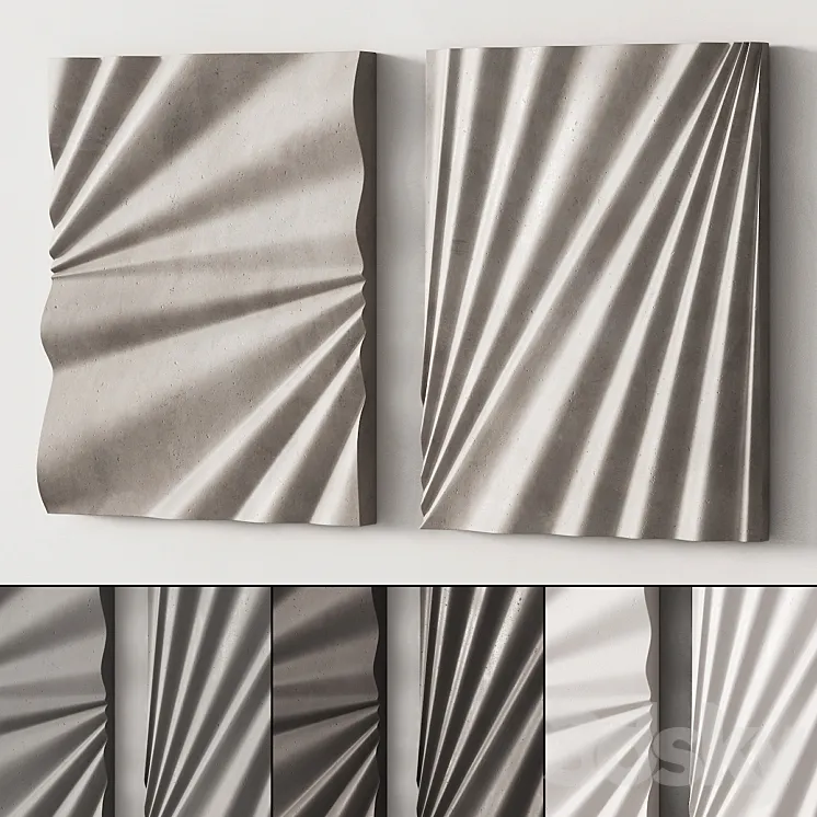 282 decorative wall art 14 waves gypsum wall sculpture 01 3D Model Free