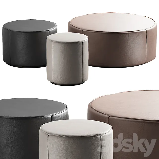 283 Fredericia Mono Pouf By Due & Trampedach in leather 00 3D Model