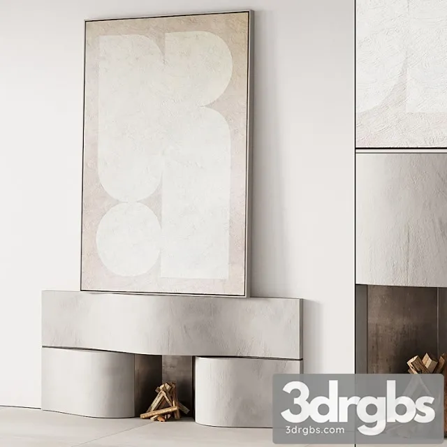 289 Fireplace Area Decorative Wall 07 Wave Chimney With Painting 00 3D Model Free