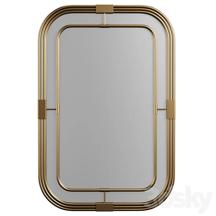28W x 42H Rectangle Metal Piping Mirror 3D Model Free