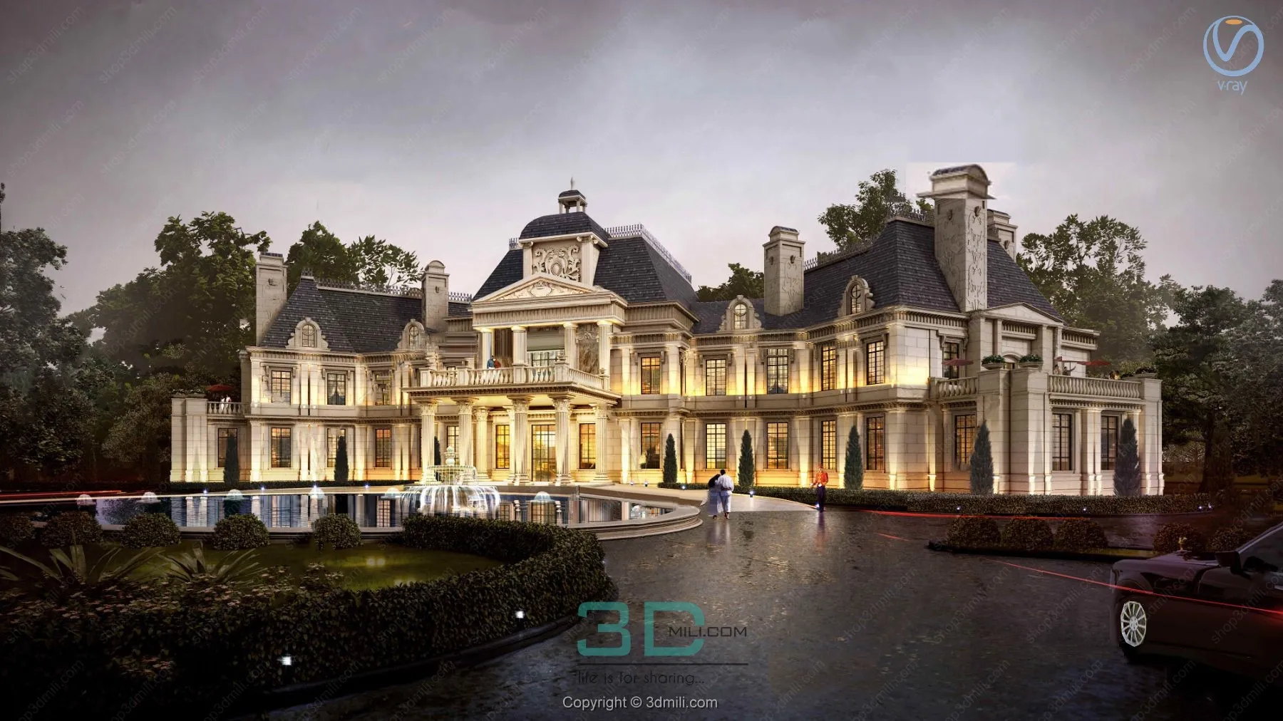 29.European club hotel exterior 3d model - 11062