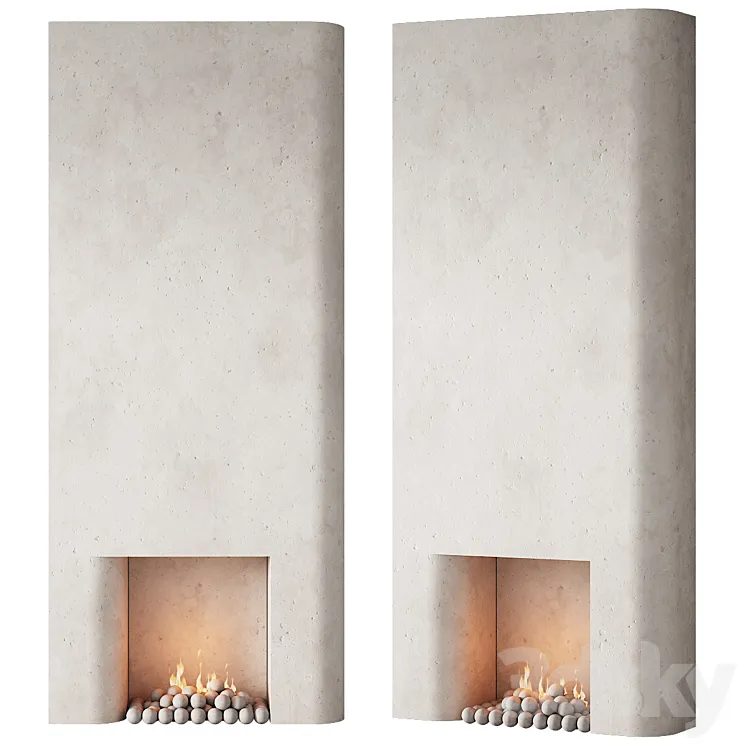 292 fireplace area decorative wall 10 tall chimney travertine stone 00 3D Model Free