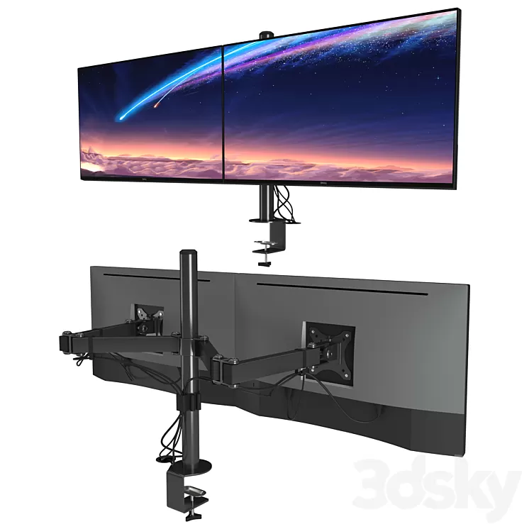2x Dell UltraSharp U2718Q 27' VESA table stand 3D Model Free