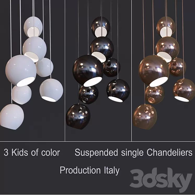 3 Kids of color Pendant Lights 3D Model