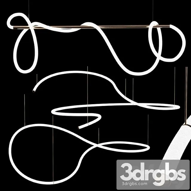 3 Led Pendant Lamps Opal Shape Squiggle H4 Squiggle H5 3lights 3D Model Free