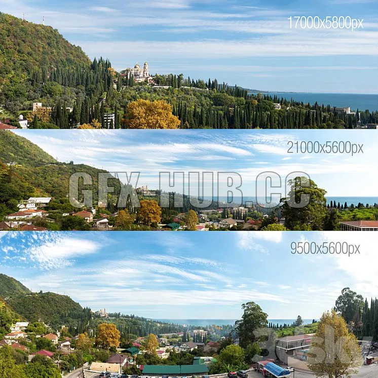 3 Panoramas Black Sea Abkhazia New Athos 3D Model