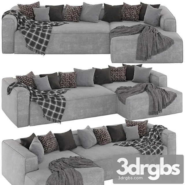 3 Seater Blok Sofa With Right Chaise Longue 3D Model Free