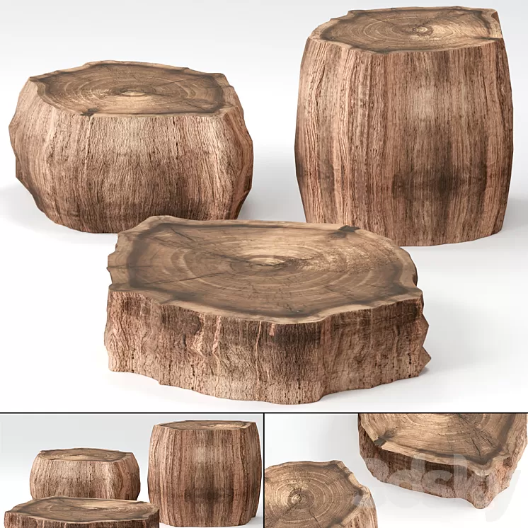 3 slab coffee tables 3D Model
