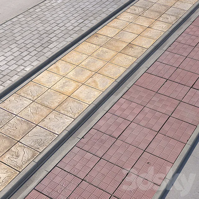 3 variants of pavement with road set_2 Free Download