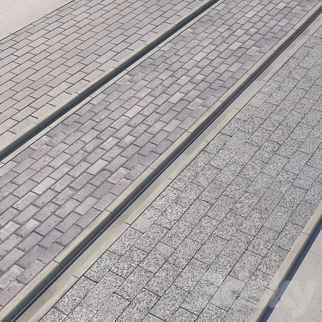 3 variants of pavement with road set_4 Free Download