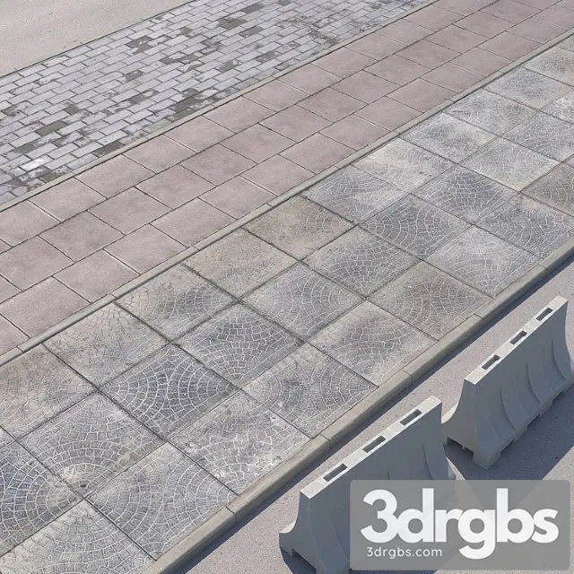 3 Versions Of The Sidewalk With The Road 3D Model Download