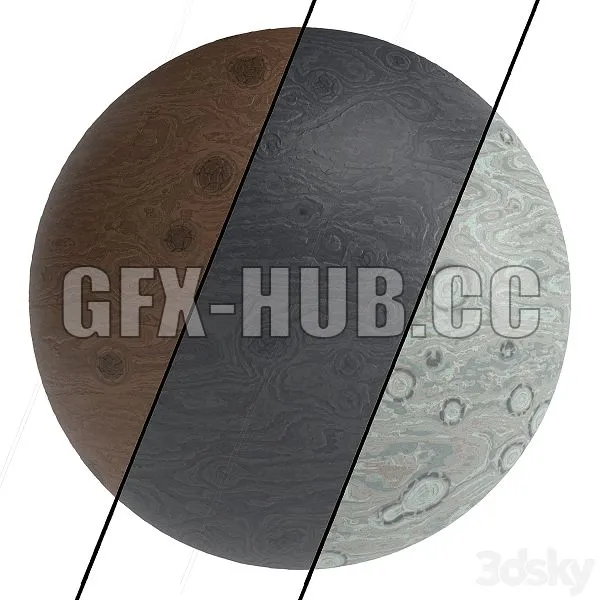 3 Wood Materials PBR 4k 3D Model