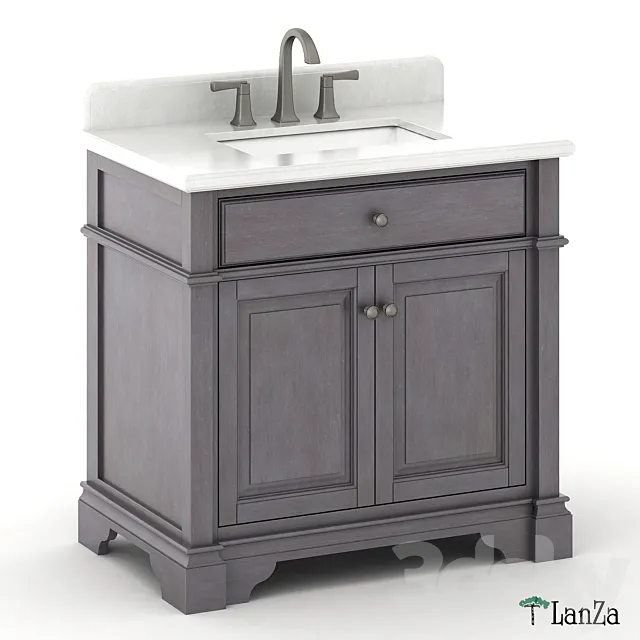 30 "single sink wooden vanity with Alpine Mist top 3D Model