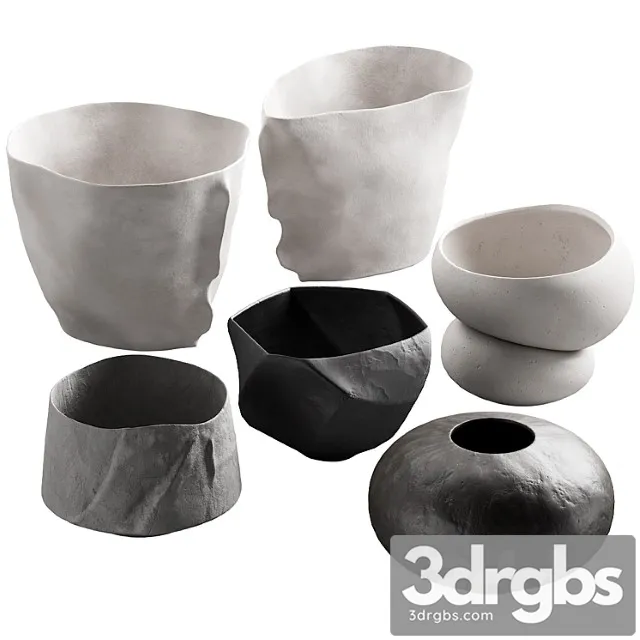 302 Decorative Vases And Pots 02 Deformed Folded Relief Vase 3D Model Free