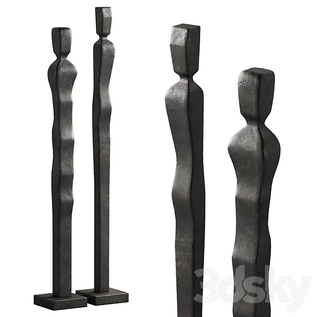333 interior sculptures 09 abstract figures of people bronze P02 3D Model