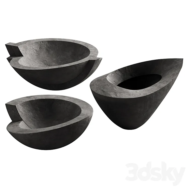 365 decorative vases and pots 03 deformed folded relief vase 02 3D Model Free