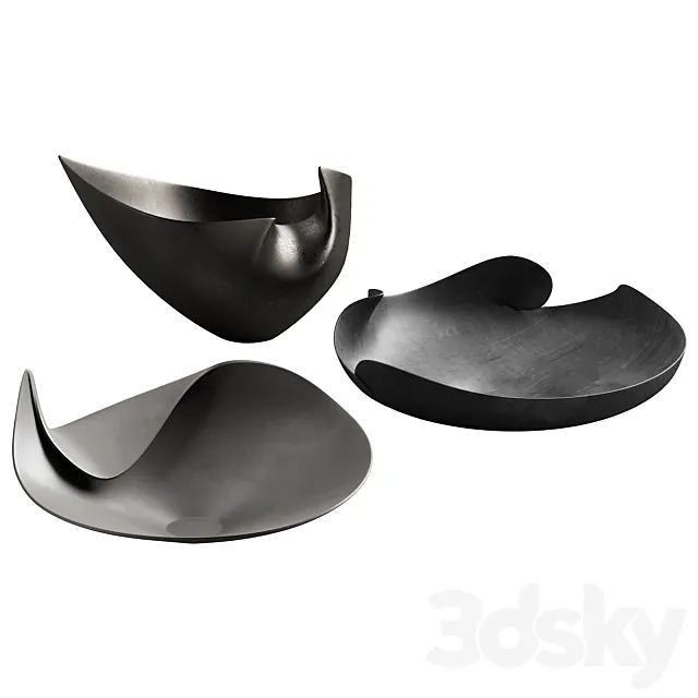 366 decorative vases and pots 04 deformed folded relief vase 03 3D Model