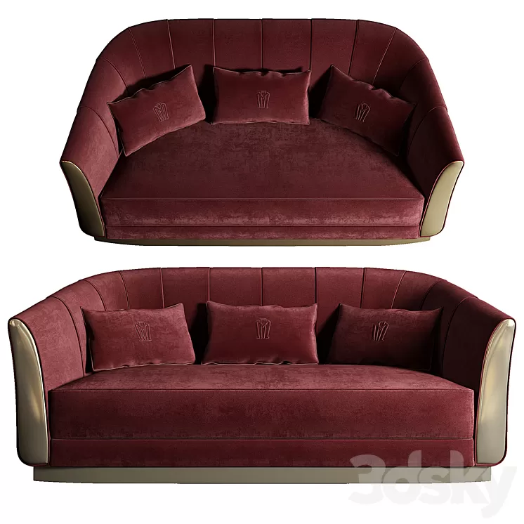 37-Minotti Collezione Giglio Sofa-Red Velvet