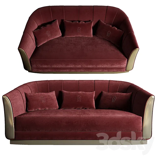 37-Minotti Collezione Giglio Sofa-Red Velvet 3DModel