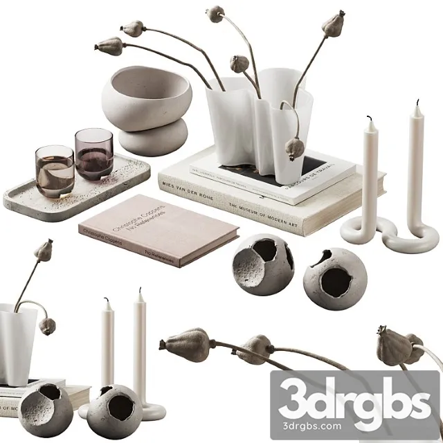 370 Decorative Set 038 Cracked Spheres And Dried Poppy Seeds 3D Model Free